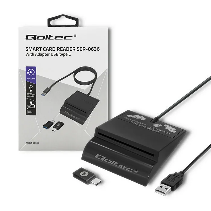 20220907114052_qoltec_card_reader_usb_3_2_type_c_gia_smartcard_50636 Qoltec Card Reader USB 3.2 Type-C για SmartCard (50636) - Image 1