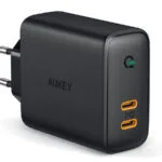 Aukey Φορτιστής Χωρίς Καλώδιο με 2 Θύρες USB-C 36W Power Delivery Μαύρος (PA-D2)