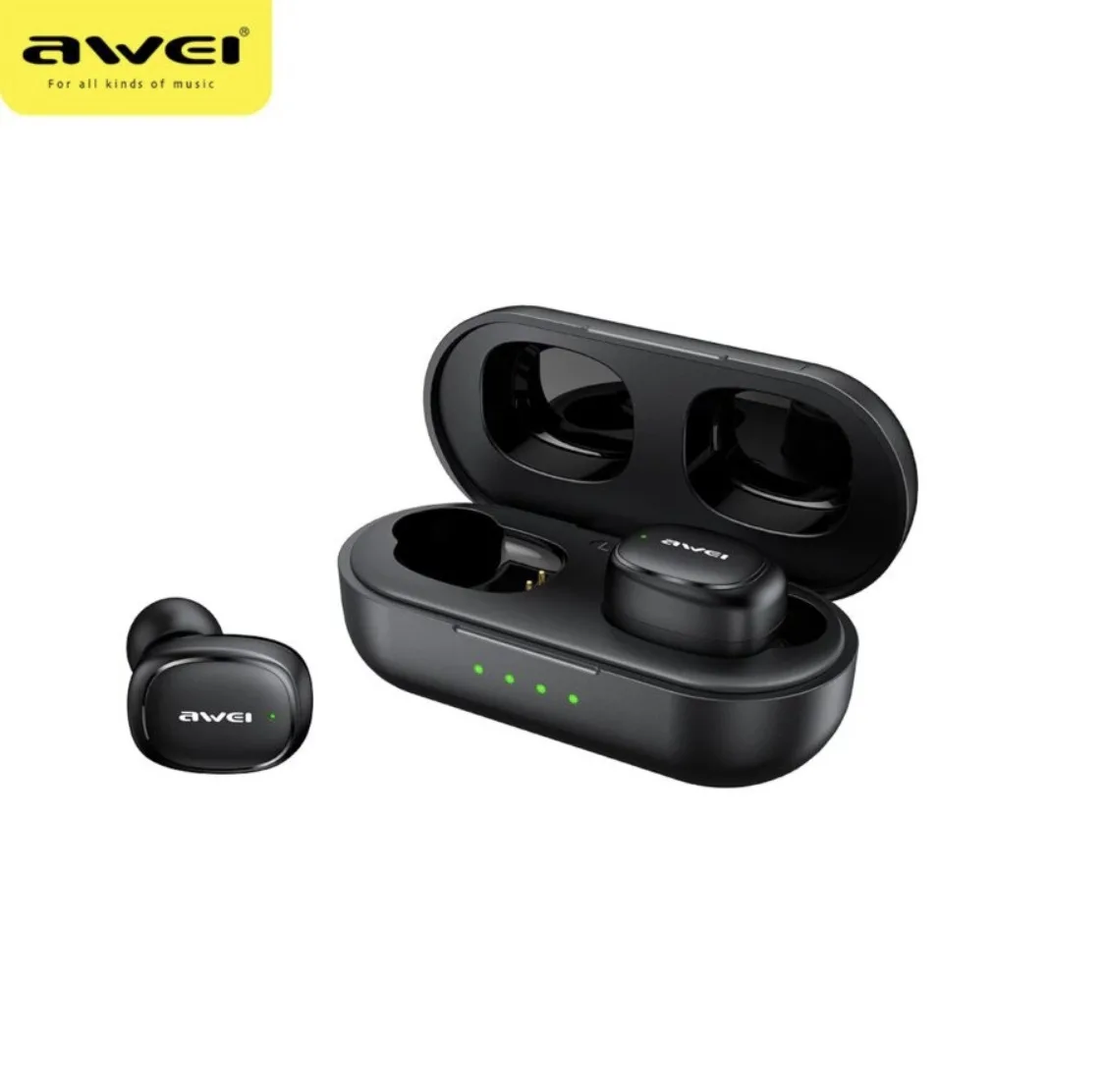 Awei T13 Pro In-ear Bluetooth Handsfree Ακουστικά με Αντοχή στον Ιδρώτα και Θήκη Φόρτισης Μαύρα - Image 1