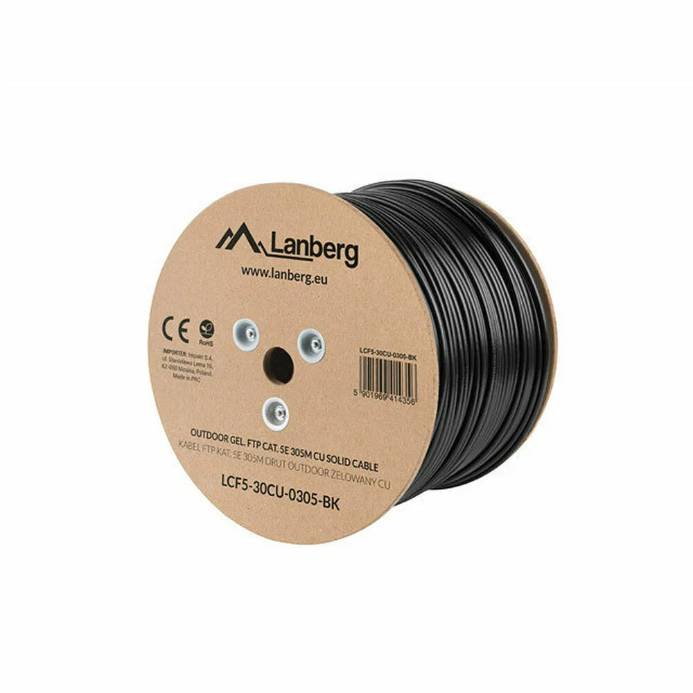 Lanberg F/FTP Cat.5e Καλώδιο Δικτύου Ethernet χωρίς ακροδέκτες 305m Μαύρο 1τμχ LCF5-30CU-0305-BK - Image 1