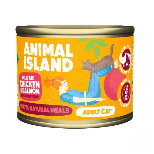 20221013125854_animal_island_ygri_trofi_gia_enilikes_gates_se_konserva_me_solomo_200gr Animal Island Υγρή Τροφή για Ενήλικες Γάτες σε Κονσέρβα με Σολομό χωρίς Σιτηρά & Γλουτένη 200gr - Image 1