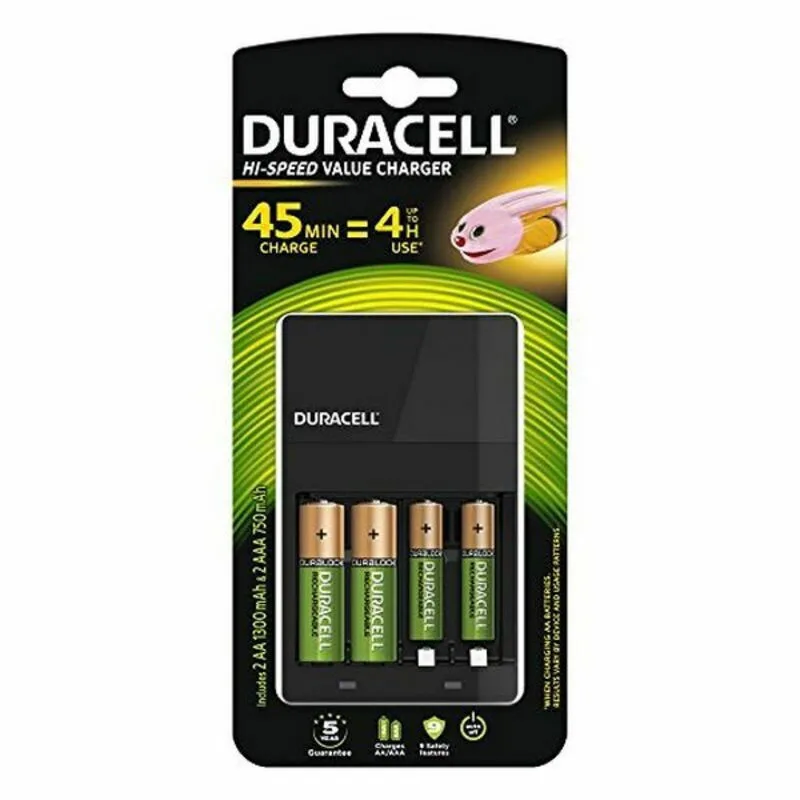 Duracell CEF14 Φορτιστής 4 Μπαταριών Ni-MH Μεγέθους AA/AAA Σετ με 2x AA 1300mAh + 2x AAA 1700mAh - Image 1