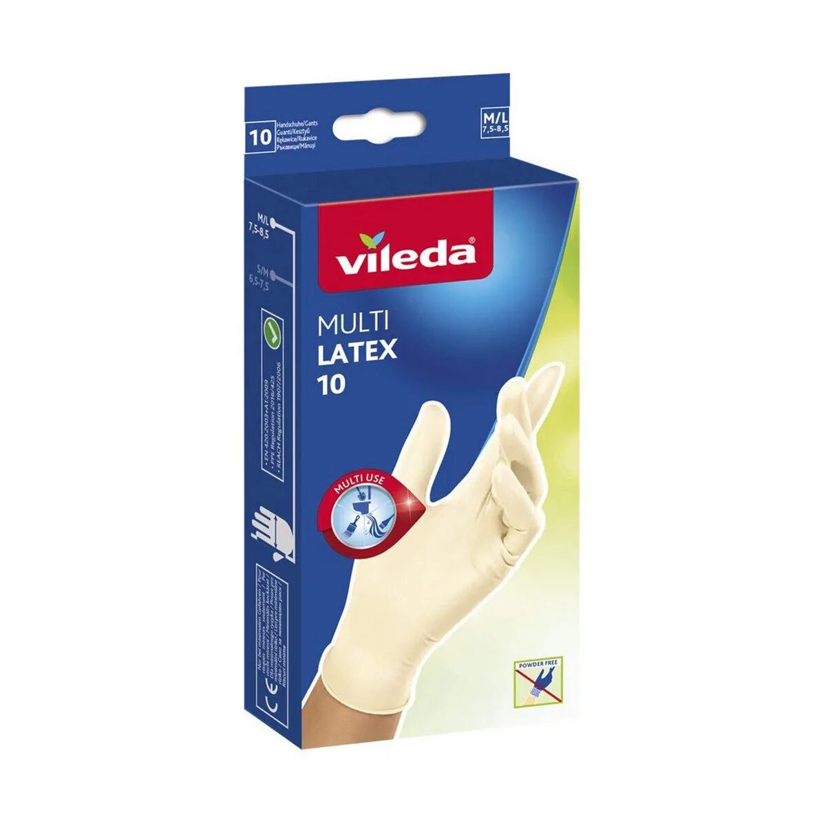 20221018163721_vileda_gantia_kathariotitas_plastika Vileda Γάντια Καθαριότητας Multi Latex Λευκά 10τμχ - Image 1
