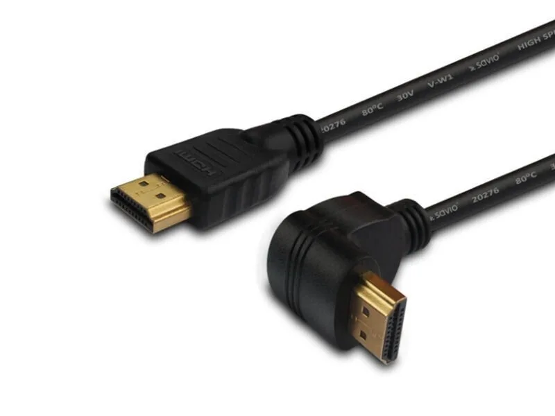 Savio HDMI 1.4 Angle (90°) Cable HDMI male - HDMI male 1.5m Μαύρο CL-04 - Image 1