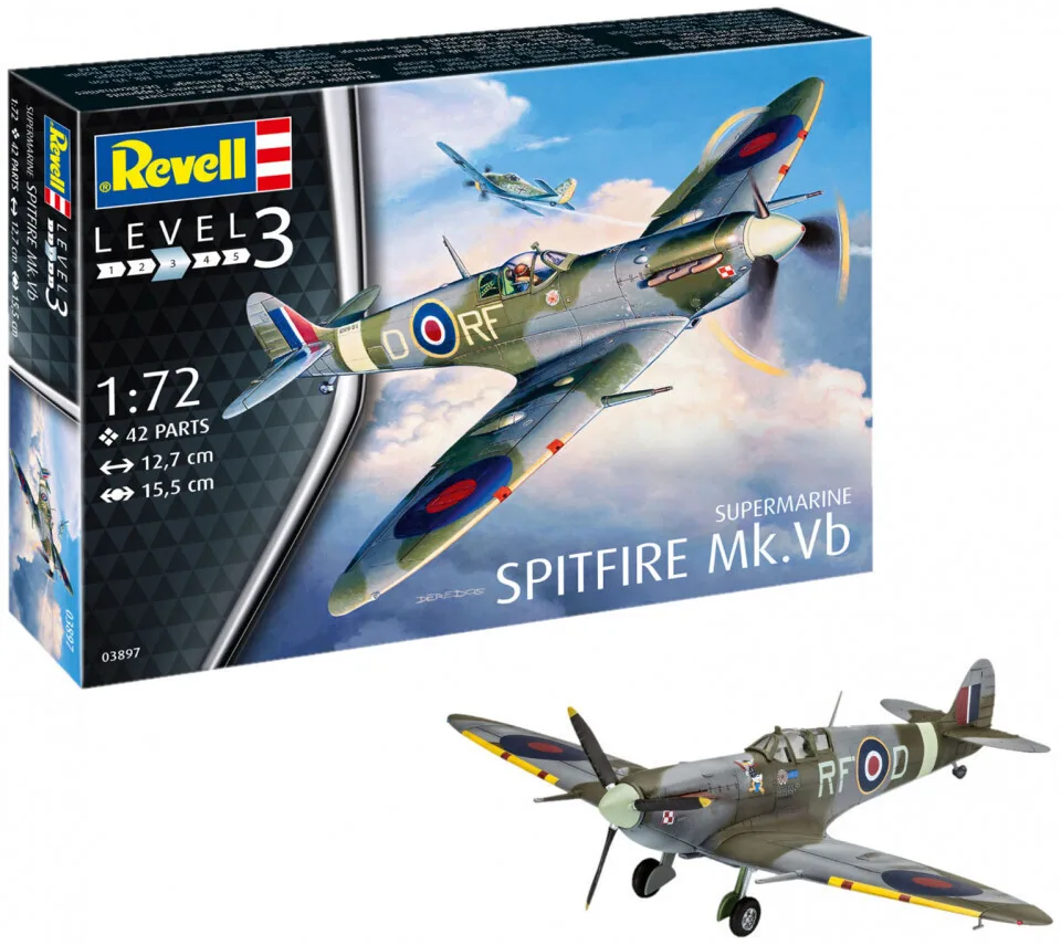 20221116101244_revell_statiko_montelo_aeroplanou_spitfire_mk_vb_se_klimaka_1_72_03897 Revell Spitfire Mk. Vb Φιγούρα Μοντελισμού Αεροπλάνο Μπεζ 42 Κομματιών σε Κλίμακα 1:72 03897 - Image 1