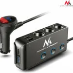 Maclean Energy Φορτιστής Αυτοκινήτου 18W 6.8A με Θύρες: 4xUSB 3xΑναπτήρα μαζί με Καλώδιο Ενσωματωμένο Μαύρος MCE218