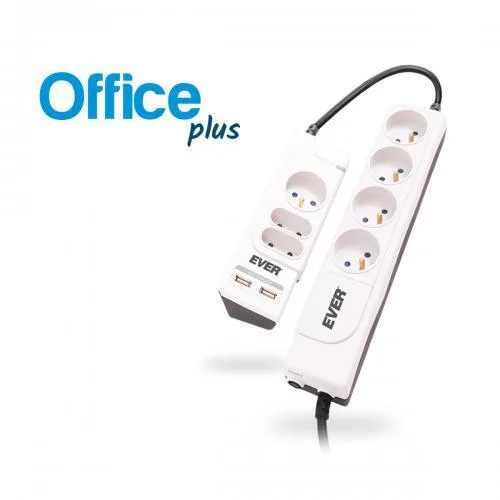 Ever Office Plus Πολύπριζο Aσφαλείας 7 Θέσεων με 2 USB-A και Καλώδιο 1.8m T/LZ06-OFP018/0000 - Image 1