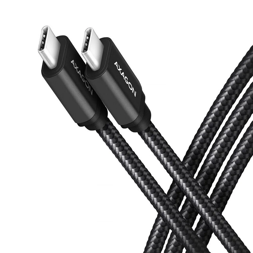 Axagon Braided USB 3.0 Cable USB-C male - USB-C 60W Μαύρο 1m (BUCM3-CM10AB) - Image 1