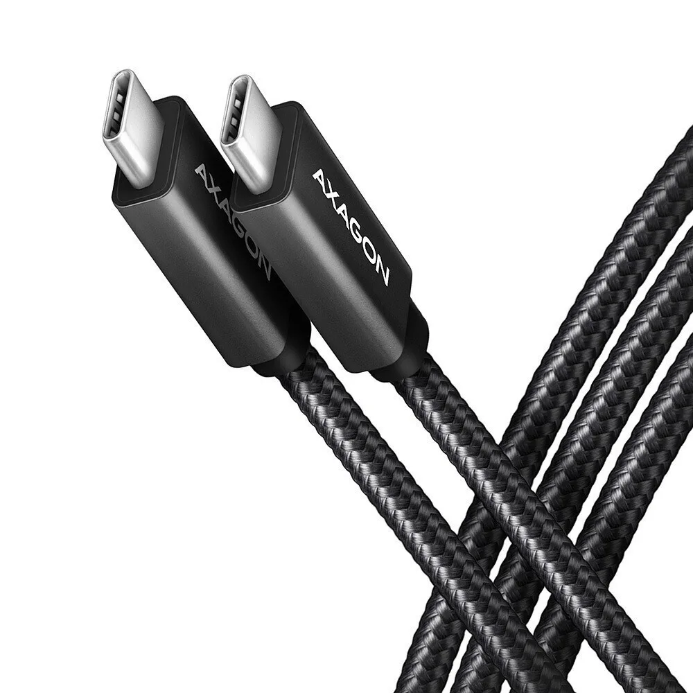 Axagon Braided USB 3.1 Cable USB-C male - USB-C 100W Μαύρο 1m (BUCM32-CM10AB) - Image 1