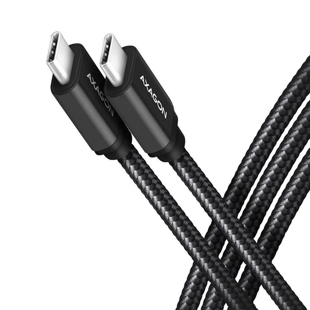 Axagon Braided USB 3.2 Cable USB-C male - USB-C 60W Μαύρο 2m (BUCM3-CM20AB) - Image 1