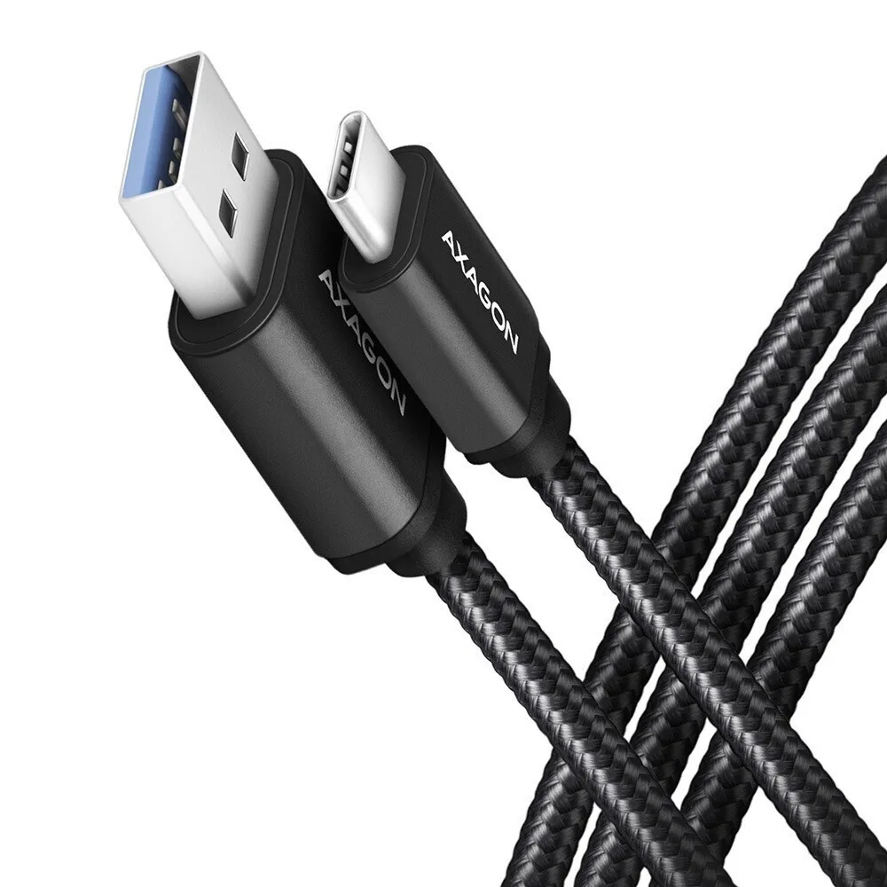 Axagon Braided USB 3.0 Cable USB-C male - USB-A Μαύρο 2m (BUCM3-AM20AB) - Image 1