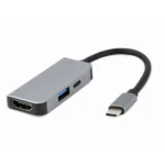 Cablexpert USB-C Docking Station με HDMI 4K PD Ασημί (A-CM-COMBO3-02)