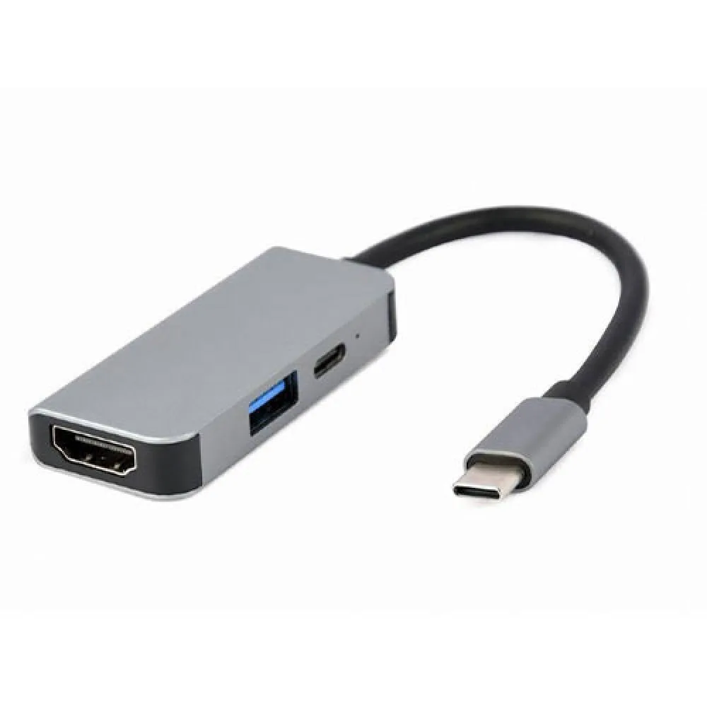 Cablexpert USB-C Docking Station με HDMI 4K PD Ασημί (A-CM-COMBO3-02) - Image 1