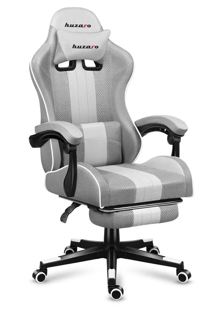 Huzaro Force 4.7 Υφασμάτινη Καρέκλα Gaming με Υποπόδιο White Mesh - Image 1