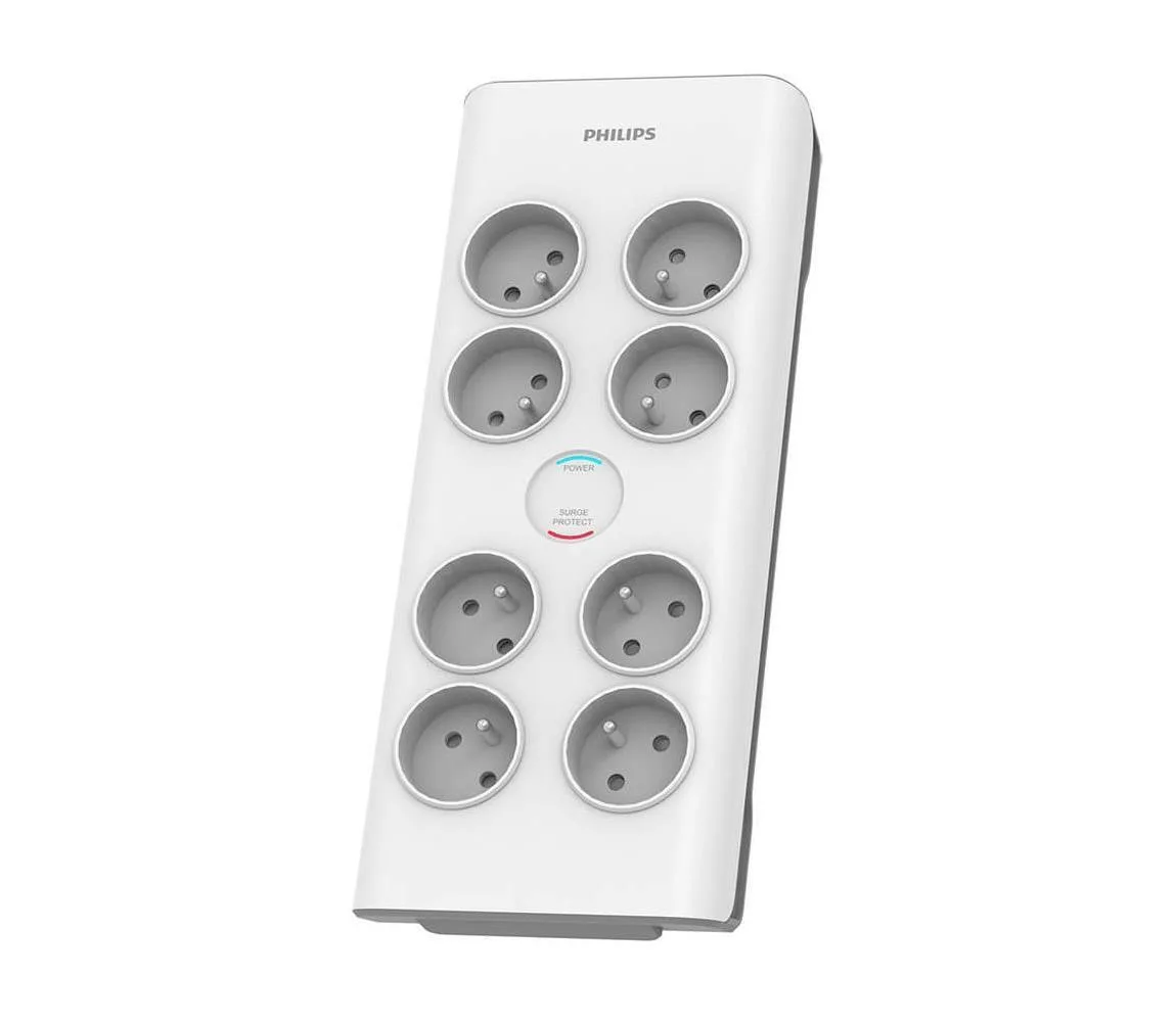 Philips Πολύπριζο Aσφαλείας 8 Θέσεων με USB-A, Διακόπτη και Καλώδιο 2m Γαλλίας (Type E) SPN7080WA/60 - Image 1