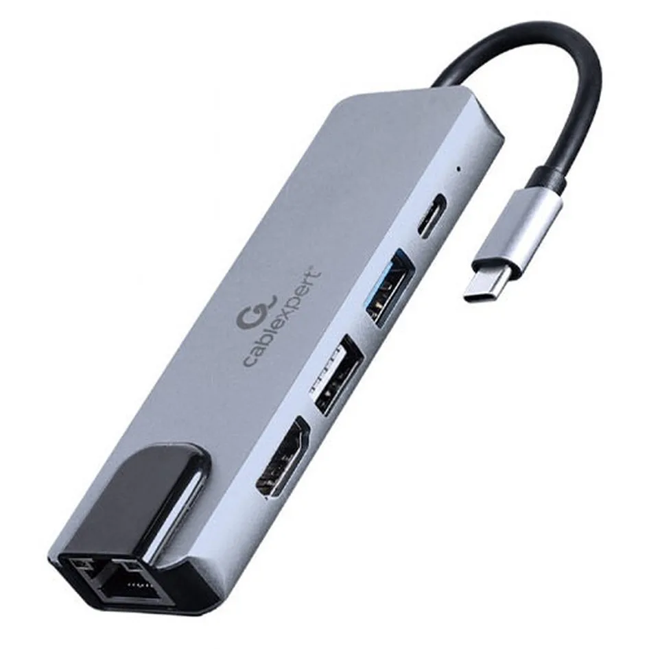 Cablexpert USB-C Docking Station με HDMI 4K PD Ethernet Γκρι (A-CM-COMBO5-04) - Image 1