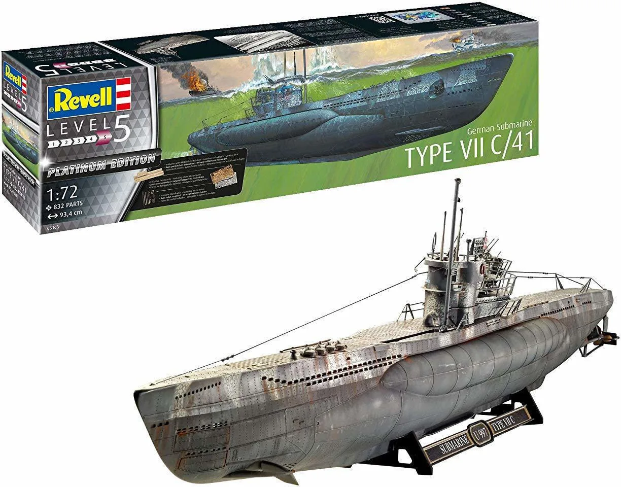 Revell Type VII C/41 Φιγούρα Μοντελισμού Υποβρύχιο 832 Κομματιών σε Κλίμακα 1:72 93.4εκ. 05163 - Image 1