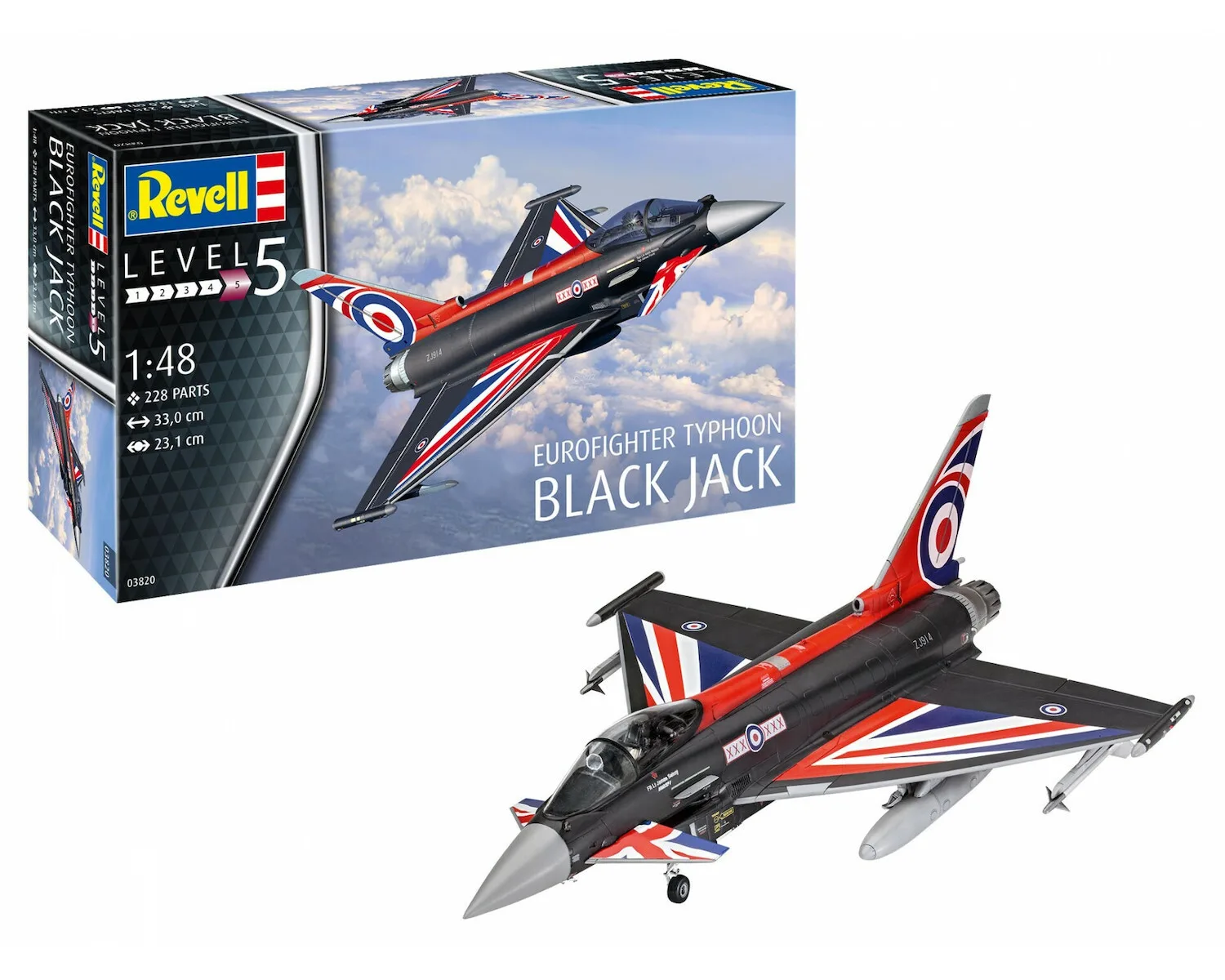 Revell Eurofighter Typhoon Black Jack Φιγούρα Μοντελισμού Αεροπλάνο Μαύρη 228 Κομματιών σε Κλίμακα 1:48 03820 - Image 1