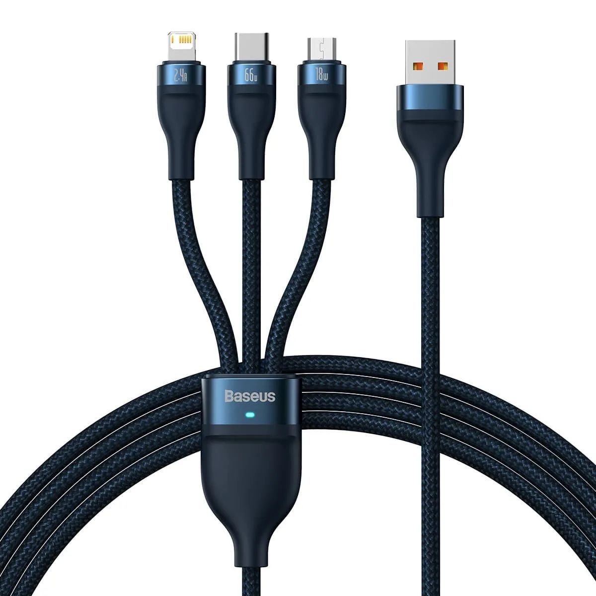 Baseus Flash Series Ⅱ Braided USB to Lightning / Type-C / micro USB Cable Μπλε 1.2m (CASS040003) - Image 1