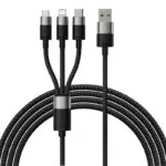 Baseus Starspeed Braided USB to Lightning / Type-C / micro USB Cable 3.5A Μαύρο 1.2m