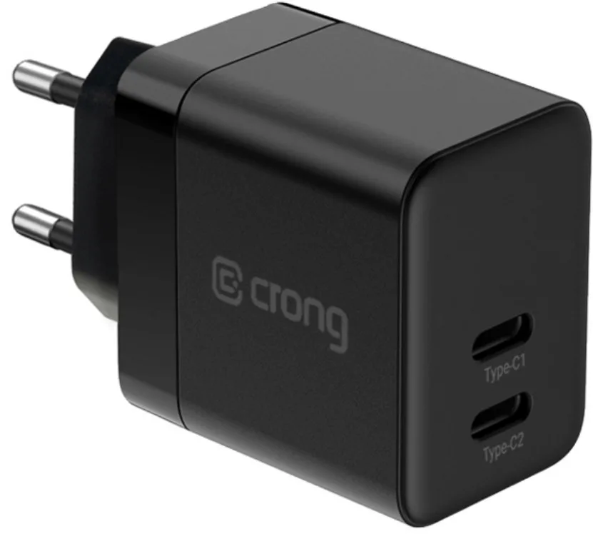 20230213151808_crong_fortistis_choris_kalodio_me_2_thyres_usb_c_35w_power_delivery_mayros_crg_gncc35_blk Crong Φορτιστής Χωρίς Καλώδιο GaN με 2 Θύρες USB-C 35W Power Delivery Μαύρος (CRG-GNCC35-BLK) - Image 1