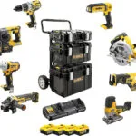 Dewalt DCK856P4 Σετ Γωνιακός Τροχός, Δισκοπρίονο, Κρουστικό Δραπανοκατσάβιδο, Μπουλονόκλειδο, Πιστολέτο, Σέγα, Σπαθοσέγα & Φακός 18V με 4 Μπαταρίες 5Ah και Θήκη