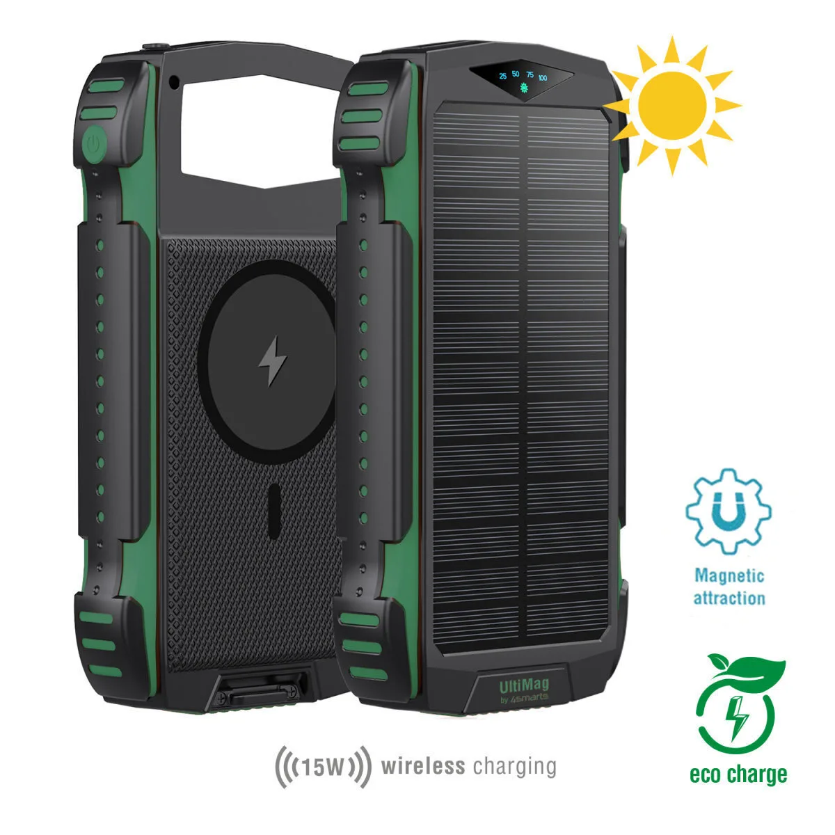 4Smarts Rugged TitanPack UltiMag Ηλιακό Power Bank 20000mAh με 2 Θύρες USB-A και Θύρα USB-C Μαύρο - Image 1