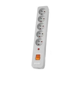 Acar Power Extension Ac Outlet Πολύπριζο Aσφαλείας 5 Θέσεων με USB-A, Διακόπτη και Καλώδιο 3m Γκρι ALP-ACARX5-----113 - Image 1