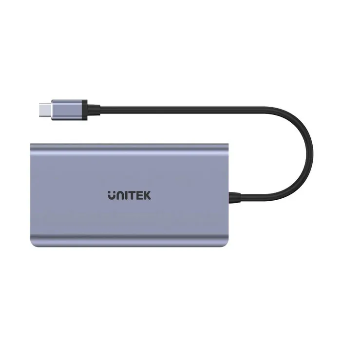 Unitek uHUB O8+ USB-C Docking Station με HDMI 4K PD Ethernet και σύνδεση 2 Οθονών Ασημί - Image 1