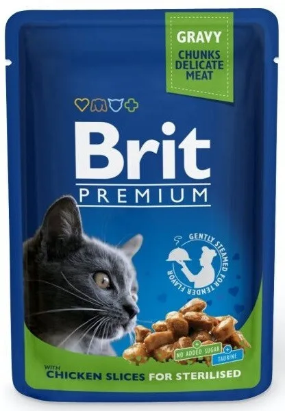 Brit Premium By Nature Υγρή Τροφή για Ενήλικες Γάτες σε Φακελάκι με Κοτόπουλο χωρίς Γλουτένη 100gr 306083 - Image 1