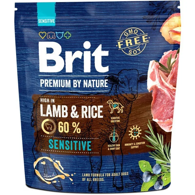 Brit Premium By Nature Adult Sensitive 1kg Ξηρά Τροφή χωρίς Γλουτένη για Ενήλικους Σκύλους με Αρνί και Ρύζι - Image 1