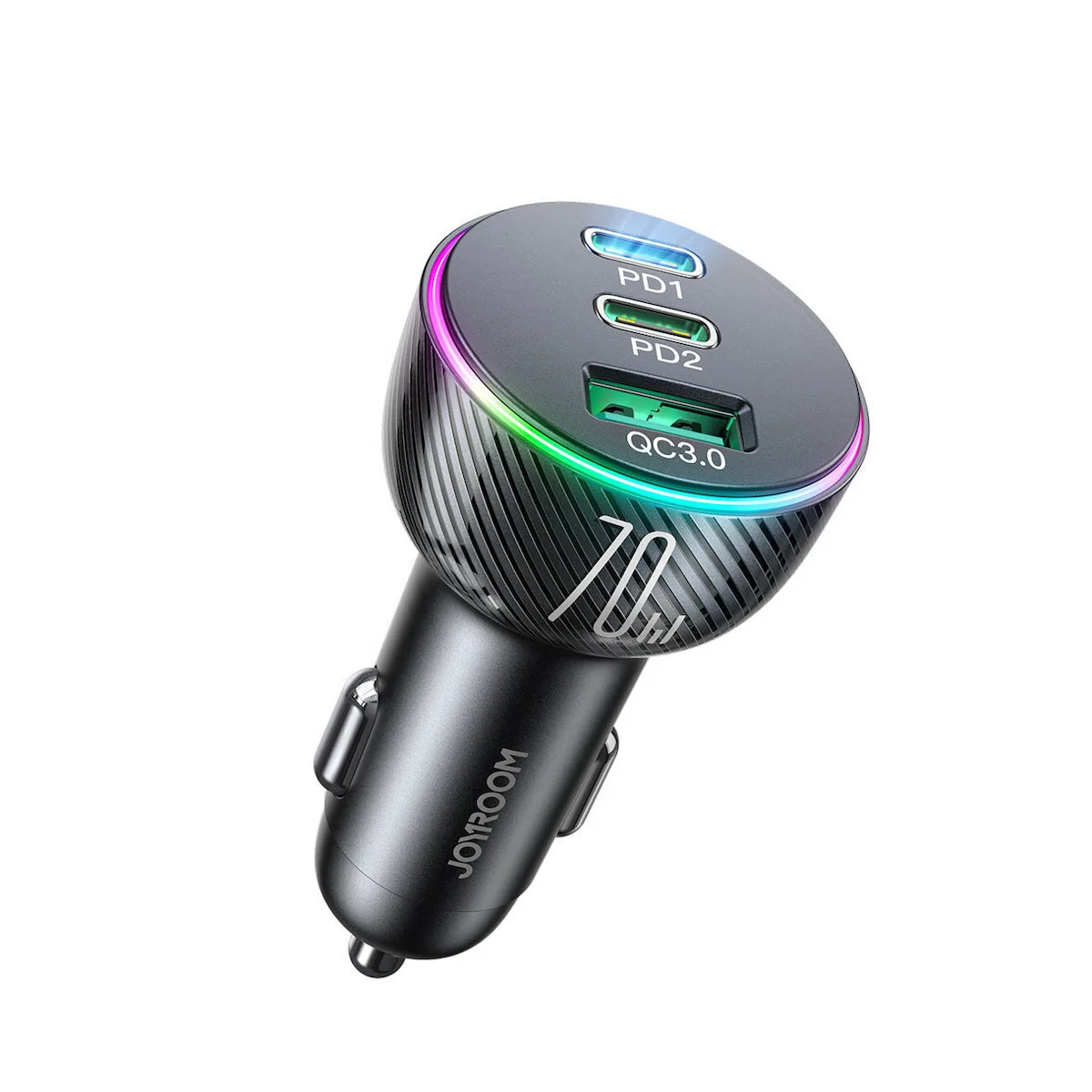 Joyroom JR-CL26 Φορτιστής Αυτοκινήτου 70W με Θύρες: 1xUSB 2xType-C Μαύρο Χρώμα - Image 1
