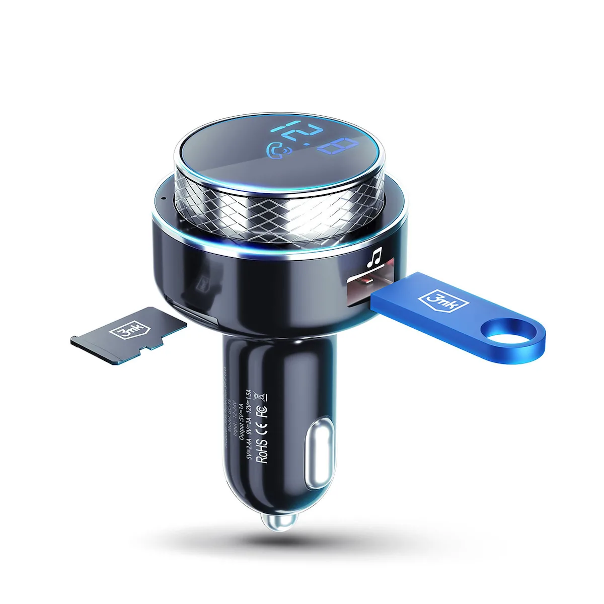 3MK FM Transmitter Αυτοκινήτου HyperCar Chager Transmiter με USB / Bluetooth 3MK3753 - Image 1