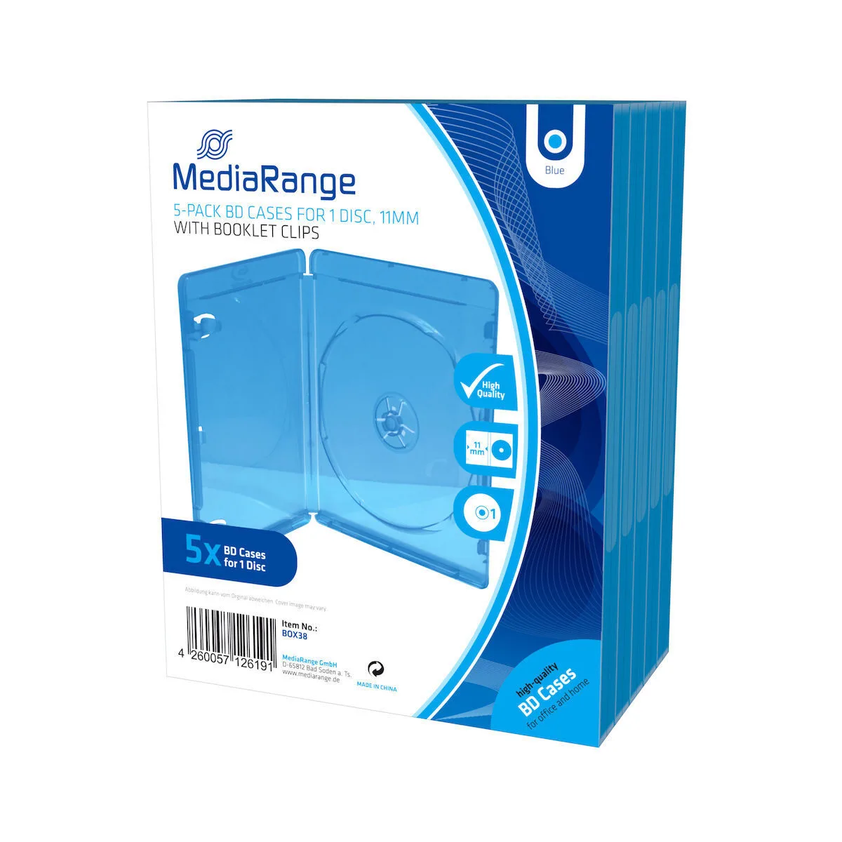 MediaRange DVD Box για 1 Δίσκο με Διάφανη Πρόσοψη σε Μπλε Χρώμα BOX38 5τμχ - Image 1