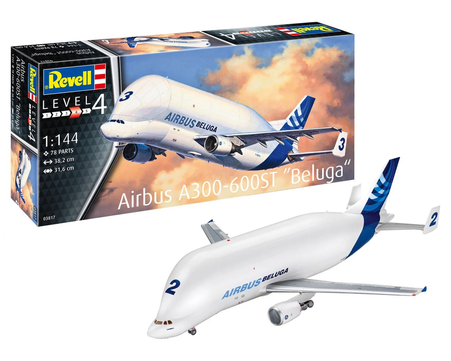 Revell Airbus A300-600ST Beluga Φιγούρα Μοντελισμού Αεροπλάνο Λευκή 78 Κομματιών σε Κλίμακα 1:144 38.2x31.6εκ. 03817 - Image 1