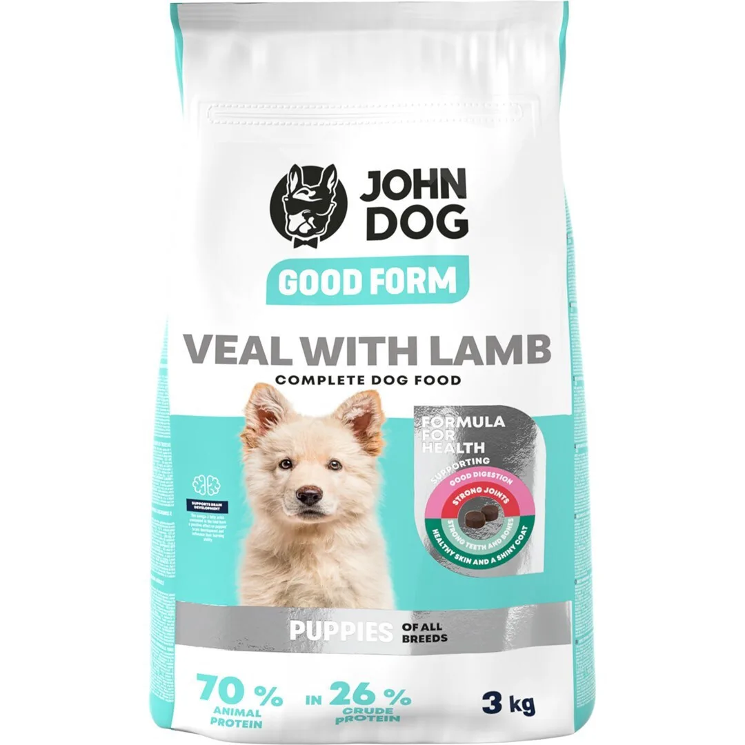 John Dog Good Form 3kg Ξηρά Τροφή για Κουτάβια με Αρνί και Μοσχάρι - Image 1