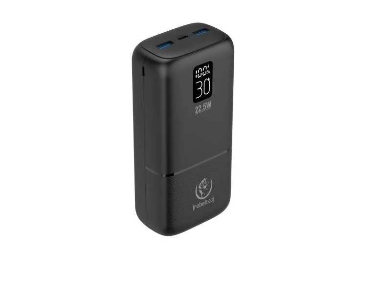Rebeltec P30 Power Bank 30000mAh 22.5W με 2 Θύρες USB-A και Θύρα USB-C Power Delivery Μαύρο - Image 1