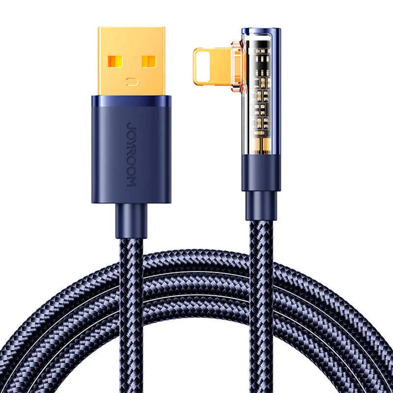 Joyroom S-UL012A6 Angle (90°) / Braided USB-A to Lightning Cable Μπλε 1.2m - Image 1