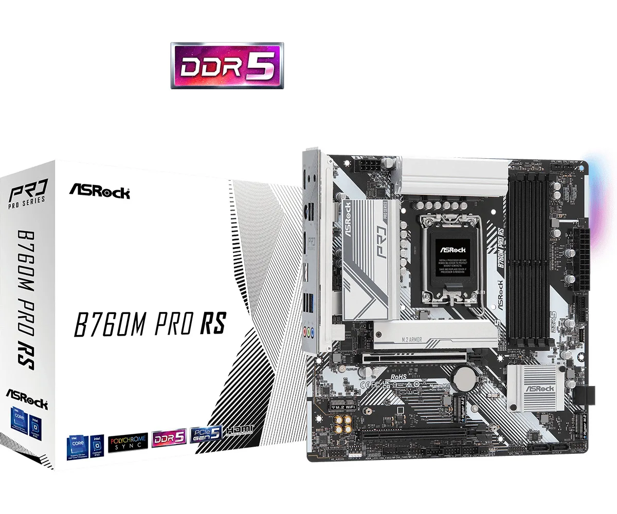 ASRock B760M Pro RS Motherboard Micro ATX με Intel 1700 Socket 90-MXBLH0-A0UAYZ - Image 1