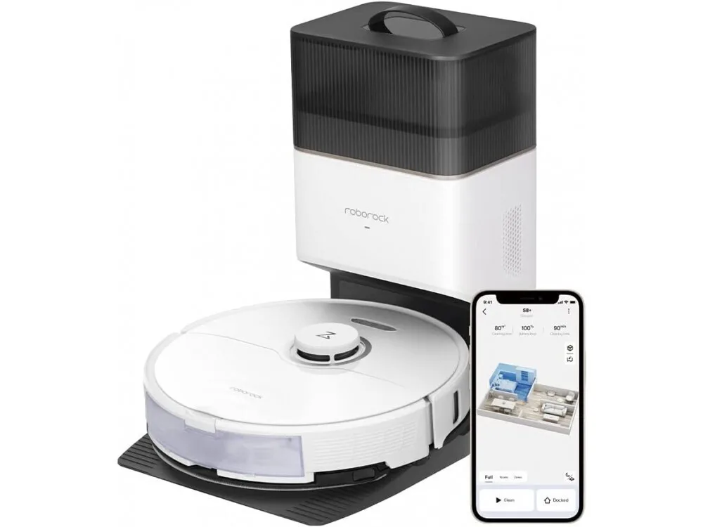 Roborock S8+ Σκούπα Ρομπότ για Σκούπισμα & Σφουγγάρισμα με Χαρτογράφηση και Wi-Fi Λευκή - Image 1