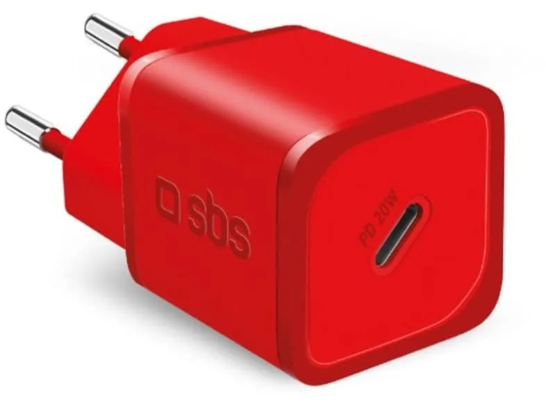 SBS Φορτιστής Χωρίς Καλώδιο GaN με Θύρα USB-C 20W Power Delivery Κόκκινος (TRGAN1C20R) - Image 1