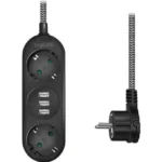 LogiLink Πολύπριζο 2 Θέσεων με 3 USB-A και Καλώδιο 1.5m LPS262U