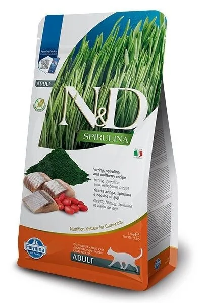 Farmina Spirulina Ξηρά Τροφή χωρίς Σιτηρά & Γλουτένη για Ενήλικες Γάτες με Ρέγγα 1.5kg - Image 1