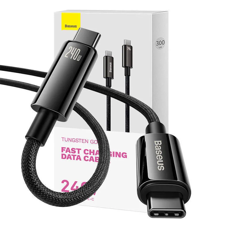 Baseus Tungsten Gold USB 2.0 Cable USB-C male - USB-C 240W Μαύρο 3m (CAWJ040201) - Image 1