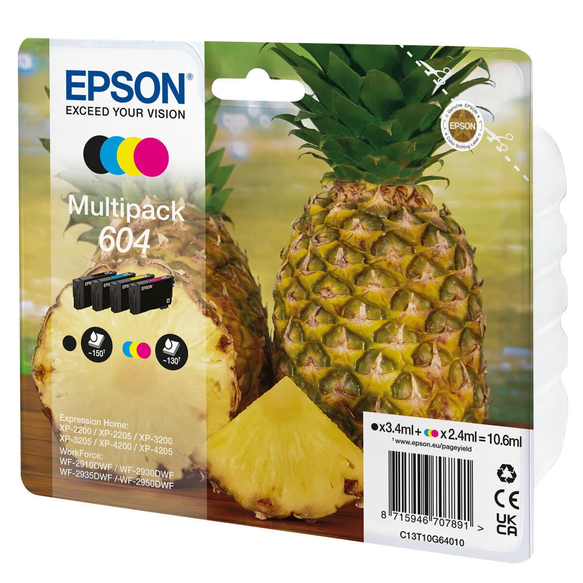 Epson 604 Γνήσιο Πακέτο 4 Μελανιών Εκτυπωτή InkJet Κίτρινο / Κυανό / Ματζέντα / Μαύρο (C13T10G64020) - Image 1