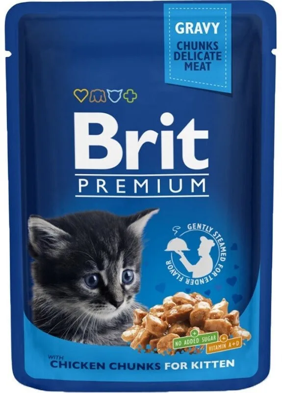 Brit Premium Υγρή Τροφή για Ανήλικες Γάτες σε Κονσέρβα με Κοτόπουλο χωρίς Γλουτένη 100gr - Image 1
