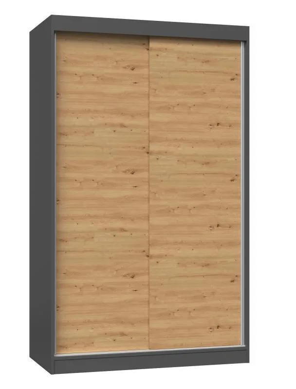 IGA 120 ANT/ART B Δίφυλλη Ντουλάπα Συρόμενη Ανθρακί Ματ / Δρυς 120x61x200cm IGA 120 ANT/ART B - Image 1