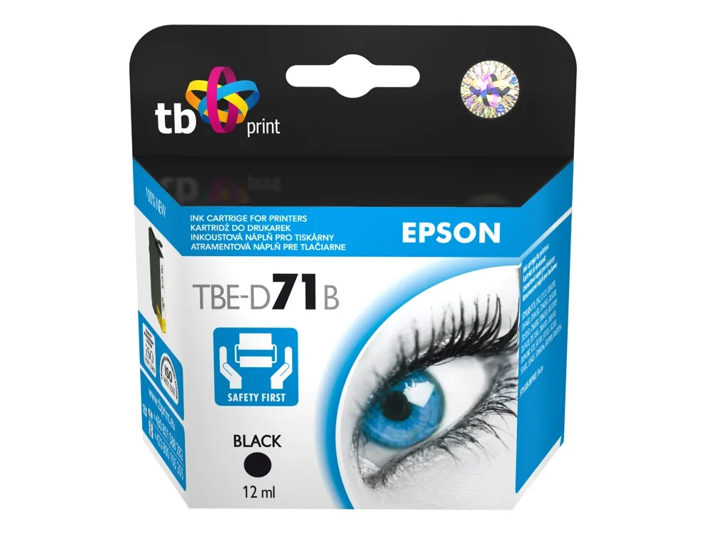 TB Print Συμβατό Μελάνι Εκτυπωτή InkJet Epson 650 Σελίδων 12ml Μαύρο 1τμχ TBE-D71B - Image 1