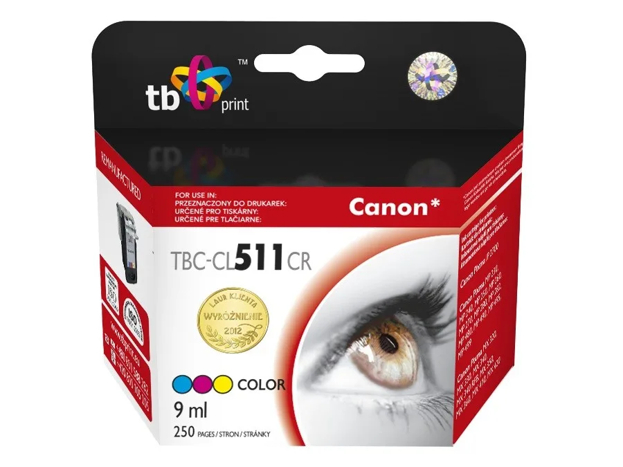 TB Print Συμβατό Μελάνι Εκτυπωτή InkJet Canon 250 Σελίδων 9ml Πολλαπλό (Color) TBC-CL511CR - Image 1