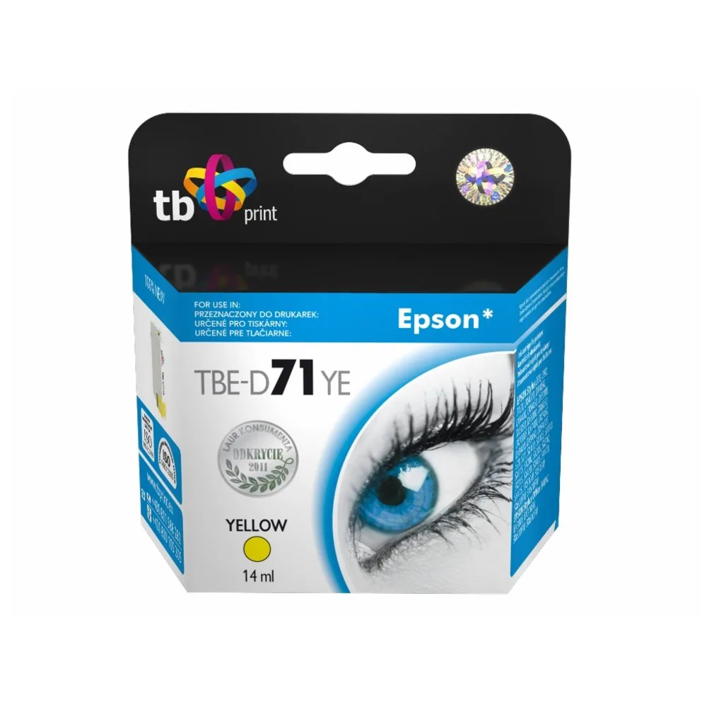 TB Print Συμβατό Μελάνι Εκτυπωτή InkJet Epson 650 Σελίδων 12ml Κίτρινο 1τμχ TBE-D71YE - Image 1